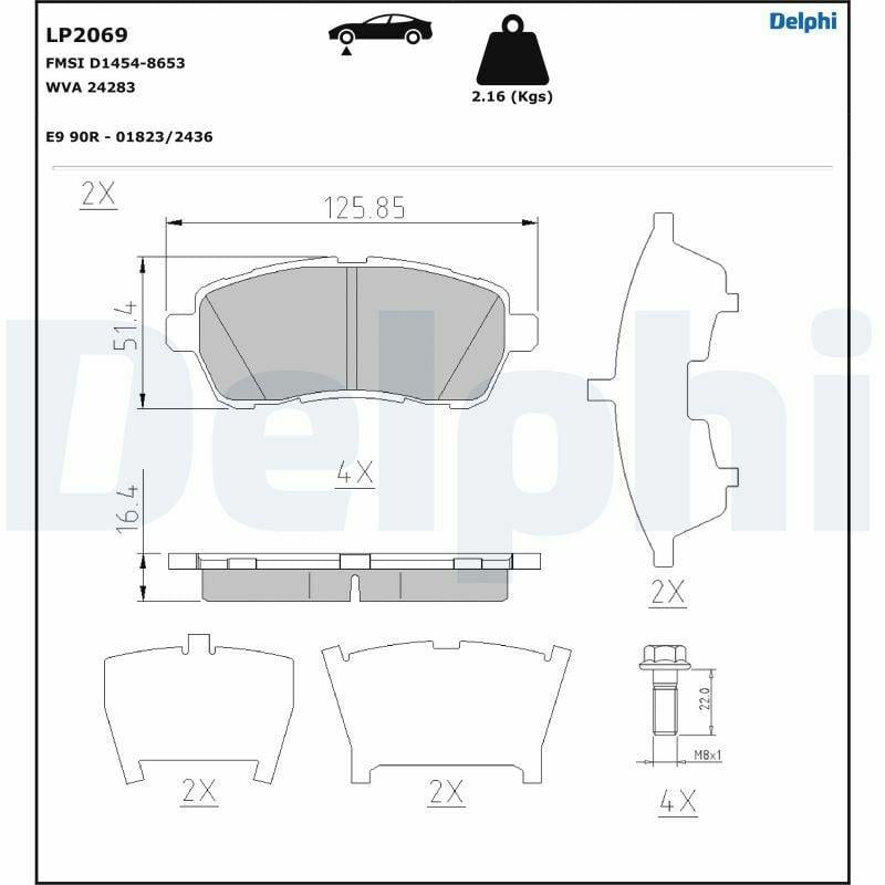 Delphi Front Brake Pads LP2069 for Ford Fiesta (2008-Present)