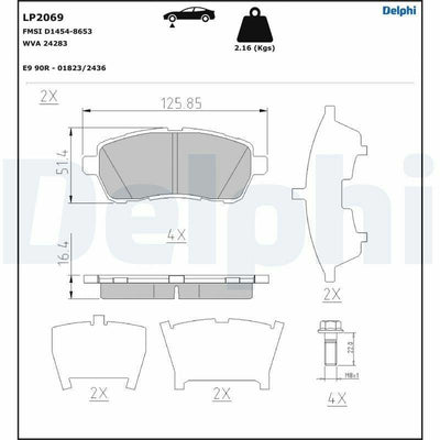 Delphi LP2069 Front Brake Pads Compatible with Ford Fiesta 2008