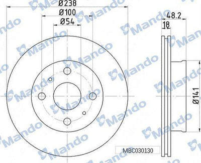 Mando MBC030130 Disc Front <92 Corolla *Ae92* | 1 Piece