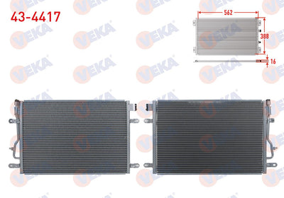 Veka 43-4417 A/C Condenser Audi A4 (8E2,B6) 1.9 TDI A-T / M-T 2000-2004 — Condensers & Evaporators