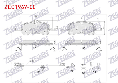 Zegen ZEG1967-00 Brake Pad Rear with Connector Ford Transit Custom (V710) 2023-/ Volkswagen Transporter T7 2025 — Brake Pads