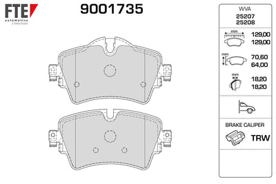 Fte 9001735 Brake Pad Front BMW F45 F46 14- Mini F55 F56 F57 13- — Brake Pads