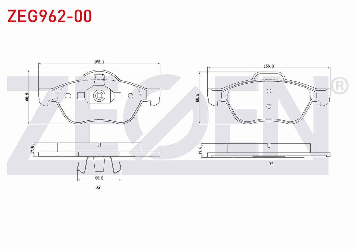 Zegen ZEG962-00 Brake Pad Front Renault Laguna II (Bg0 / 1) 1.6i 16V 15 Rim 2001-2007 / Laguna II 1.9 dCi 15 Rim — Brake Pads