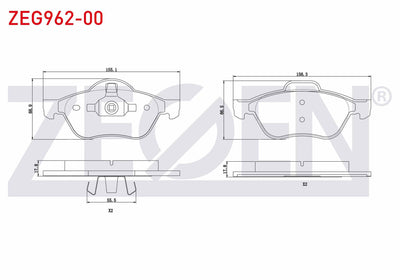 Zegen ZEG962-00 Brake Pad Front Renault Laguna II (Bg0 / 1) 1.6i 16V 15 Rim 2001-2007 / Laguna II 1.9 dCi 15 Rim — Brake Pads