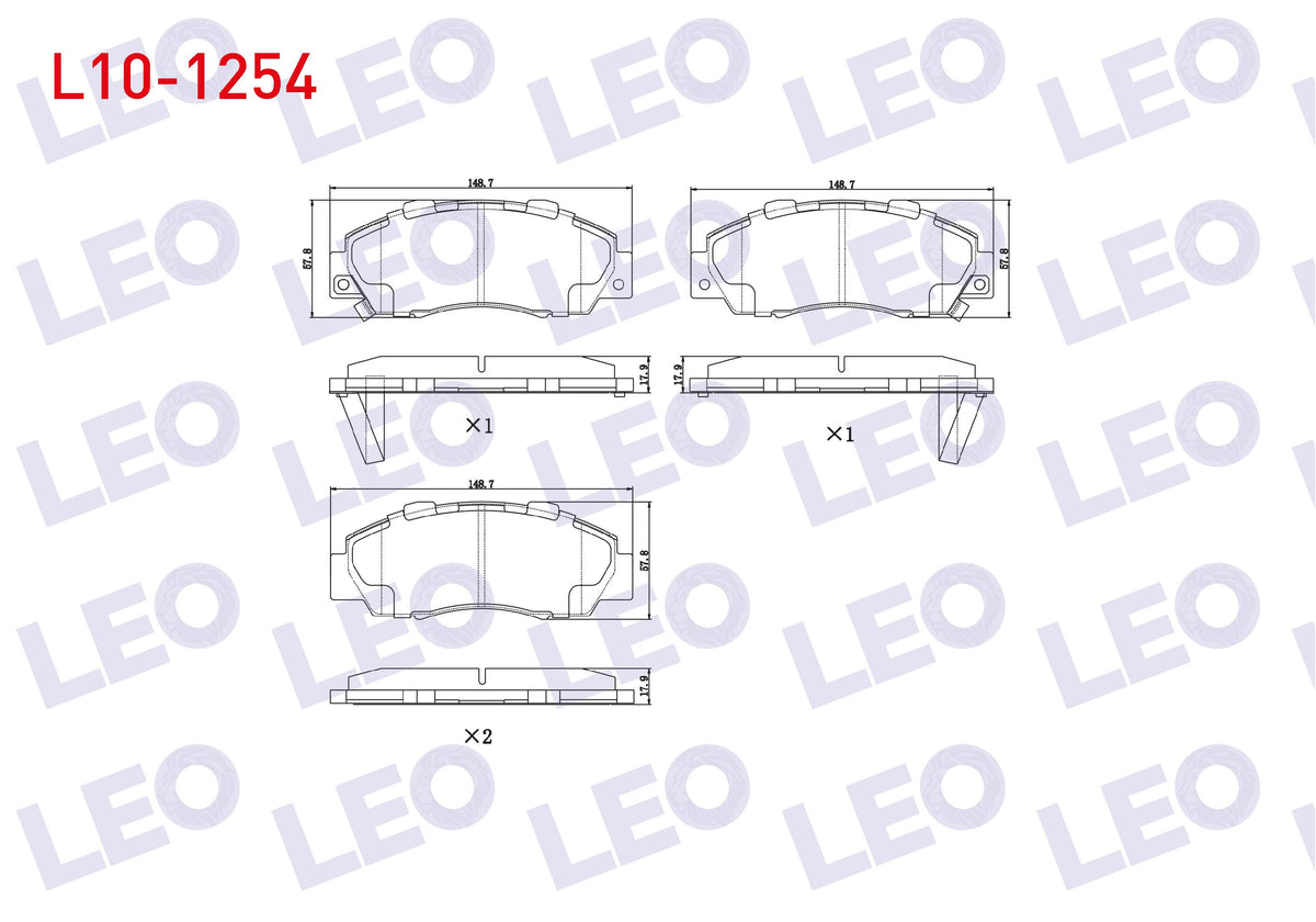 LEO L10-1254 Brake Pad Front with Wear Indicator Honda Accord IV-V-VI 1.6i 2.0i 16V 1990-1993-1997 / Accord VI 1 — Brake Pads