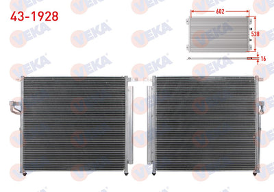 Veka 43-1928 A/C Condenser Ford Ranger 2.2 TDCi 2011 — Condensers & Evaporators