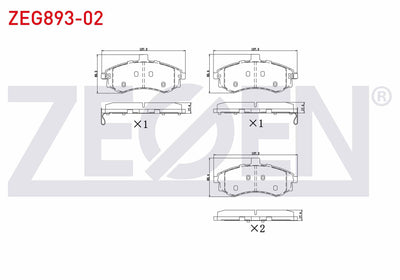 Zegen ZEG893-02 Brake Pad Front with Wear Indicator Hyundai Elantra 1.6i 2001-2007 / Matrix (Fc) 1.5 CRDi 2001-2 — Brake Pads