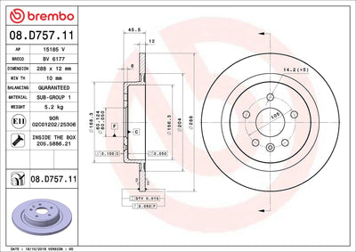 Brembo 08.D757.11 Brake Disc Rear UV Coated Opel — Brake Rotors & Drums
