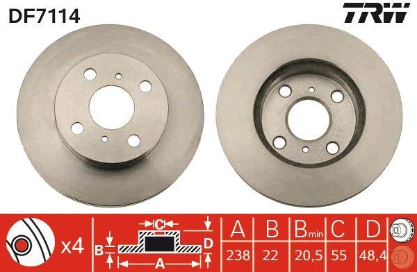 TRW DF7114 Disc Front 93-01 Corolla | 1 Piece
