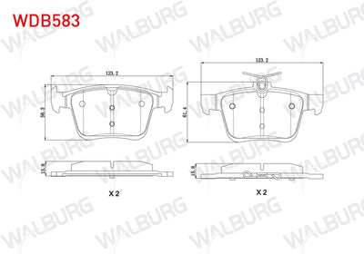 WALBURG WDB583 Brake Pad Rear Golf VII 1.2 TSI 2012-/ Tiguan 1.4 TSI 2016-/ Arteon 1.5 TSI 2017-/ Passat 1.4 TSI — Brake Pads