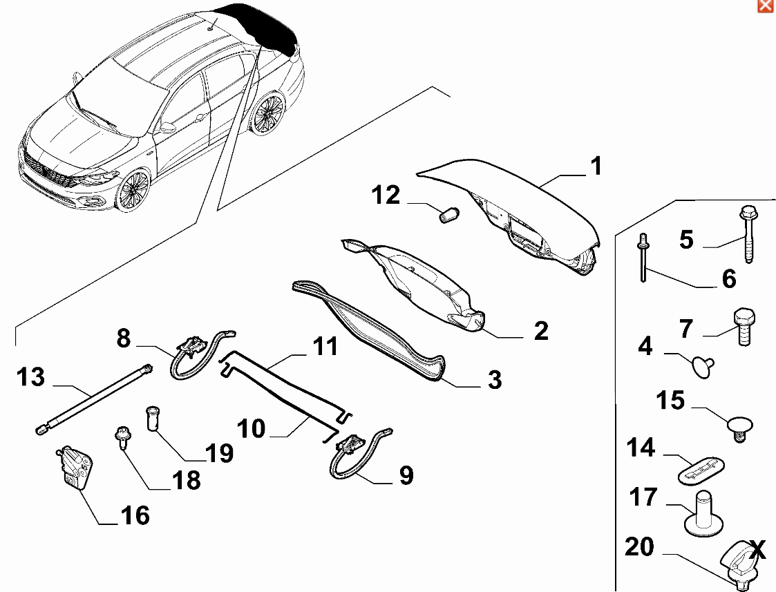 Fiat Egea Sedan Luggage Shock Absorber Opar Brand