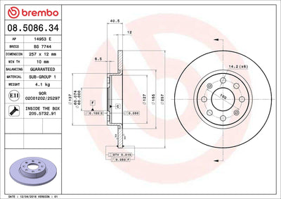 Brembo 08.5086.34 Brake Disc Front Standard Opel — Brake Rotors & Drums