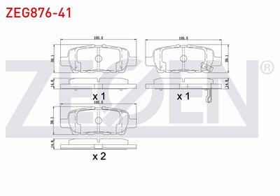 Zegen ZEG876-41 Brake Pad Rear with Wear Indicator Suzuki G.Vitara II (Jt) 1.6 Vvt-I 2005-/ G.Vitara II (Jt) 2.0 — Brake Pads
