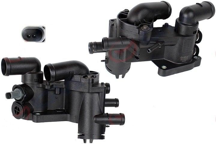 seat ibiza thermostat assembly front view, seat ibiza thermostat assembly side view İthal Seat İbiza Thermostat Assembly - 1.4 BBZ Engine | 2002-2009 Seat Ibizia Thermostat Assembly 1.4 BBZ seat-ibiza, thermostat-assembly, auto-parts, engine-parts, ithal, bbz-engine, vehicle-owners, mechanics, aftermarket-parts, ai-generated