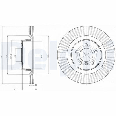 Delphi BG9081C Front Brake Disc Land Rover Range Rover 02/2002-07/2012 4.4 Gasoline — Brake Rotors & Drums