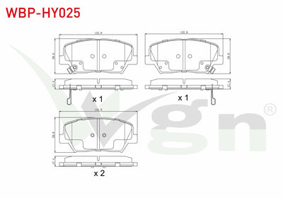 WGN WBP-HY025 Brake Pad Front with Wear Indicator Hyundai Elantra 1.6 D-Cvvt 2011-2015 / Kia Cerato 1.6 CRDi 201 — Brake Pads