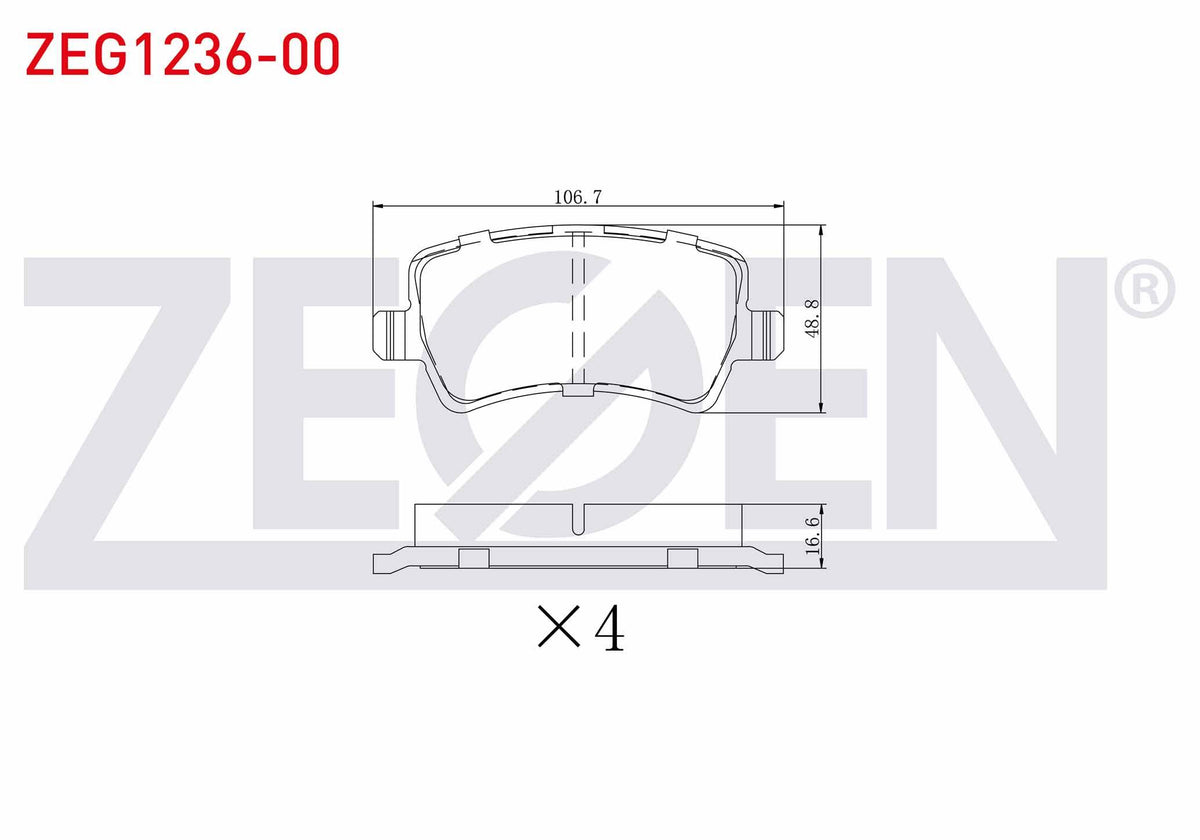 Zegen ZEG1236-00 Brake Pad Rear Volvo Xc70 II 2.4 D5 2007-/ S80 II 2.4 D 2006-/ S80 II 3.0i T6 2006-/ V70 III 2. — Brake Pads