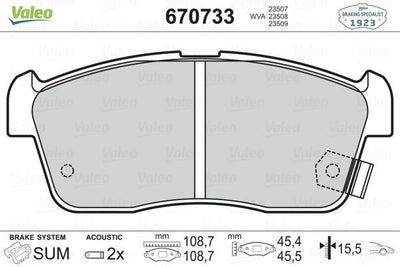 Valeo 670733 Brake Pad Front Carry Alto Ignis Sirion Cuore — Brake Pads