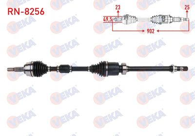 Veka RN-8256 Complete Axle Right Front Length 902mm Renault Clio V (B7_) 1.0 TCE 100 (B7mt) Jt4 A — Axles, CV Joints & Boots