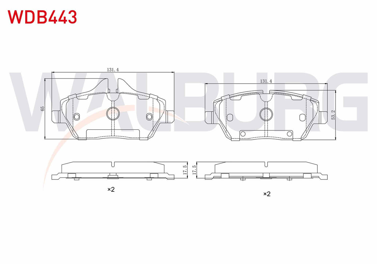 WALBURG WDB443 Brake Pad Front BMW 1 Series (E87) 116 i 2003-2012 / 118 i 2003-2012 / 118 D 2003-2012 / Mini Coo — Brake Pads