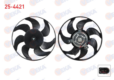 Veka 25-4421 Fan Motor A/C Condenser Volkswagen Golf V (1K1) 1.4i 290mm Small 2003-2009 — Condensers & Evaporators