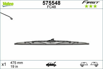 VALEO 575548 - 19 Inch Wiper Blade with Hook — Wipers