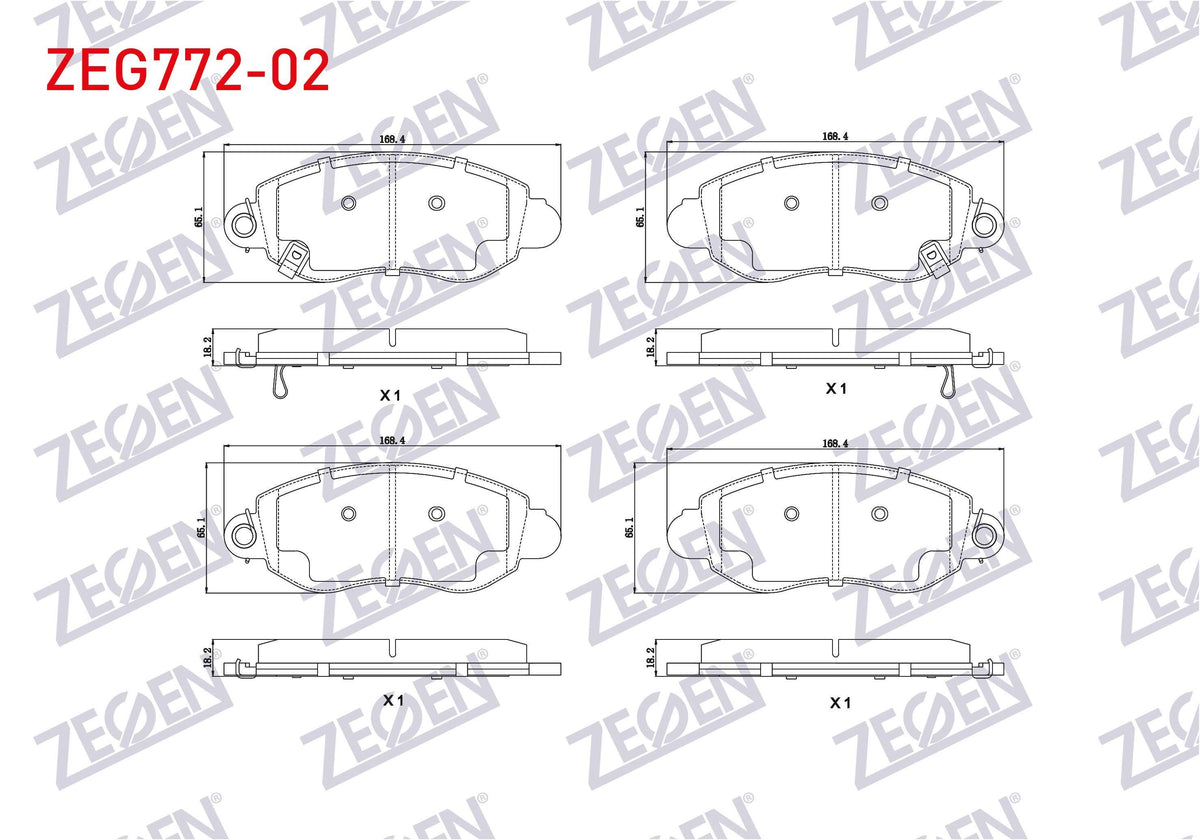 Zegen ZEG772-02 Brake Pad Front with Wear Indicator Ford Transit (V184) Rear Wheel Drive 2.0 DI-2.3 16V-2.4 DI-2 — Brake Pads