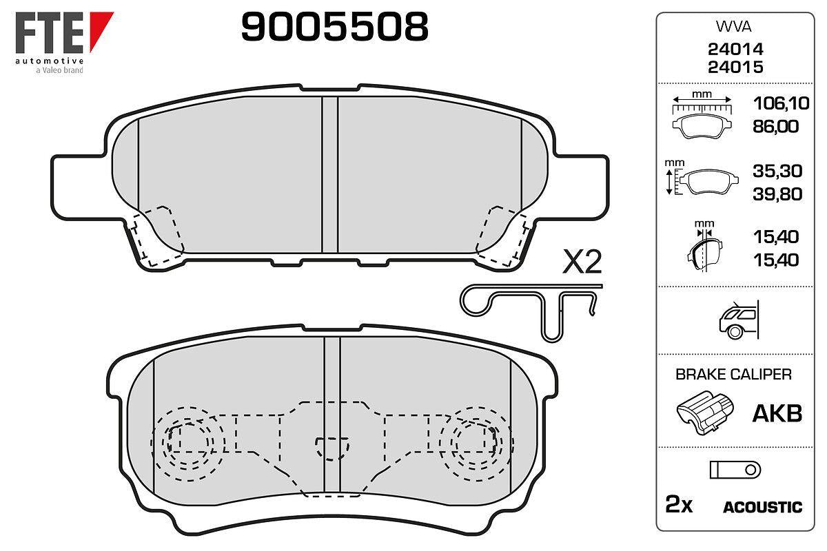 Fte 9005508 Rear Brake Pad Outlander 2.0 2.4 4X4 03-11 Lancer 03-11 — Brake Pads
