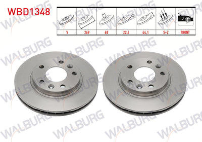 WALBURG WBD1348 Brake Disc Front Air 5 Bjn 269X22.4X68x44 — Brake Rotors & Drums