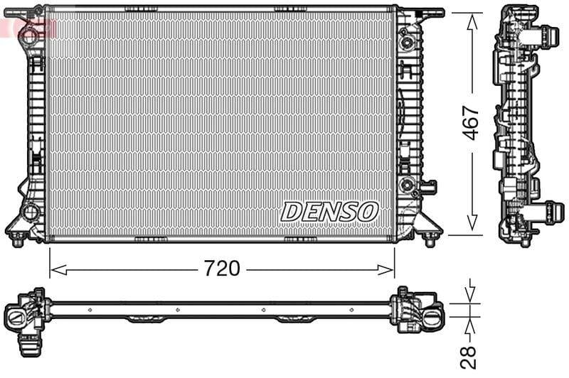 DENSO DRM02021 Radiator - Automatic Transmission for Audi A4 (2008-2016), A5 (2010-2017), Q5 (2009-2017) — Radiators & Fans