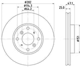 HELLA Pagid Brake Discs - Front Ventilated (282-4) for Honda Accord 1998-2002 — Brake Rotors & Drums