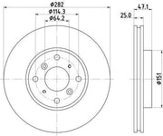 hella pagid brake discs front ventilated for honda accord, packaging of hella pagid brake discs HELLA PAGID Brake Discs - Front Ventilated (282-4) for Honda Accord 1998-2002 | 2 Pieces HELLA PAGID Brake Discs - Front Ventilated (282-4) for Honda Accord hella-pagid, brake-discs, front-ventilated-discs, honda-accord, car-parts, vehicle-maintenance, mechanics-tools, braking-system, auto-accessories, ai-generated