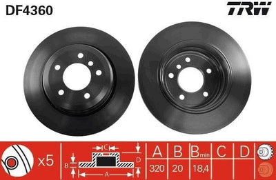 TRW DF4360 Brake Disc Ventilated Design Compatible with BMW E60 — Brake Rotors & Drums
