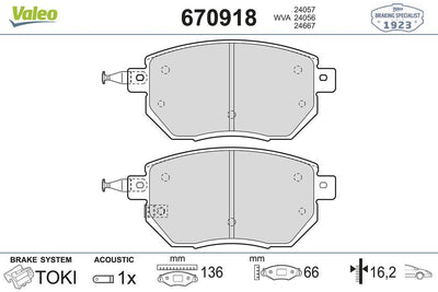 Valeo 670918 Front Brake Pad Infiniti FX35-FX45-FX37 / Nissan Murano 2003 > — Brake Pads