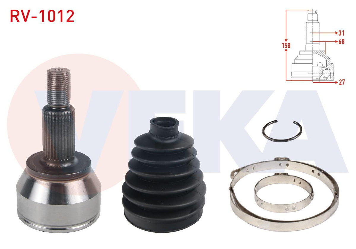 Veka RV-1012 CV Joint Left-Right Front Outer 8 Mısket 31X27x68 Length 158mm Land Rover R.Rover Evo — Axles, CV Joints & Boots