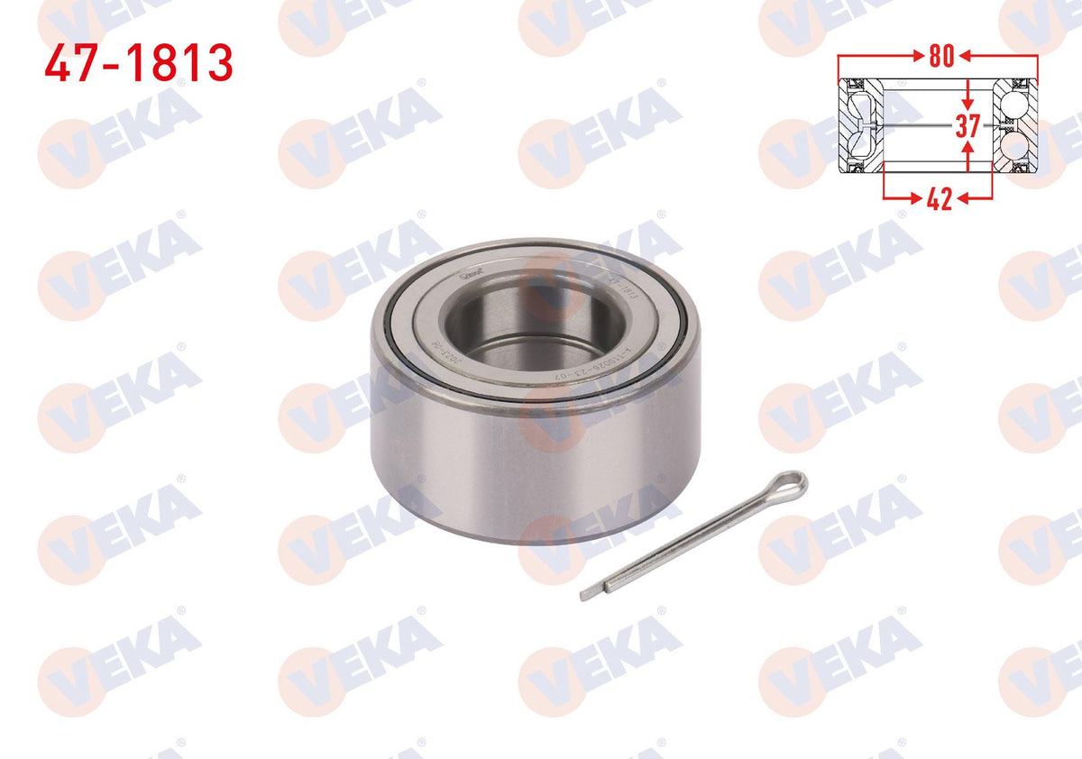 Veka 47-1813 Front Wheel Bearing Left-Right 42X80x37 Fiat Marea 2.0i 1996-2007 /Alfa Romeo 155 2.0 16V 1992 — Wheel Bearings
