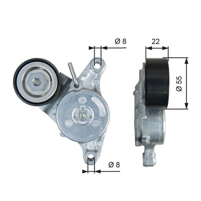 Gates T39392 V-Belt Tensioner 14-Avensis-Auris-Verso-Rav4 1.6-2.0 D4-D 11-Mini Cooper — Pulleys & Tensioners