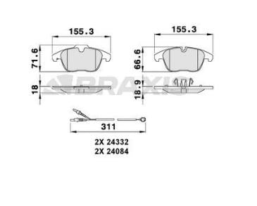 BRAXIS AB0071 Front Brake Pad with Connector C5 III 1.6-2.0 16V 1.6-2.0HDI 02-08> P407 2.0 16V — Brake Pads