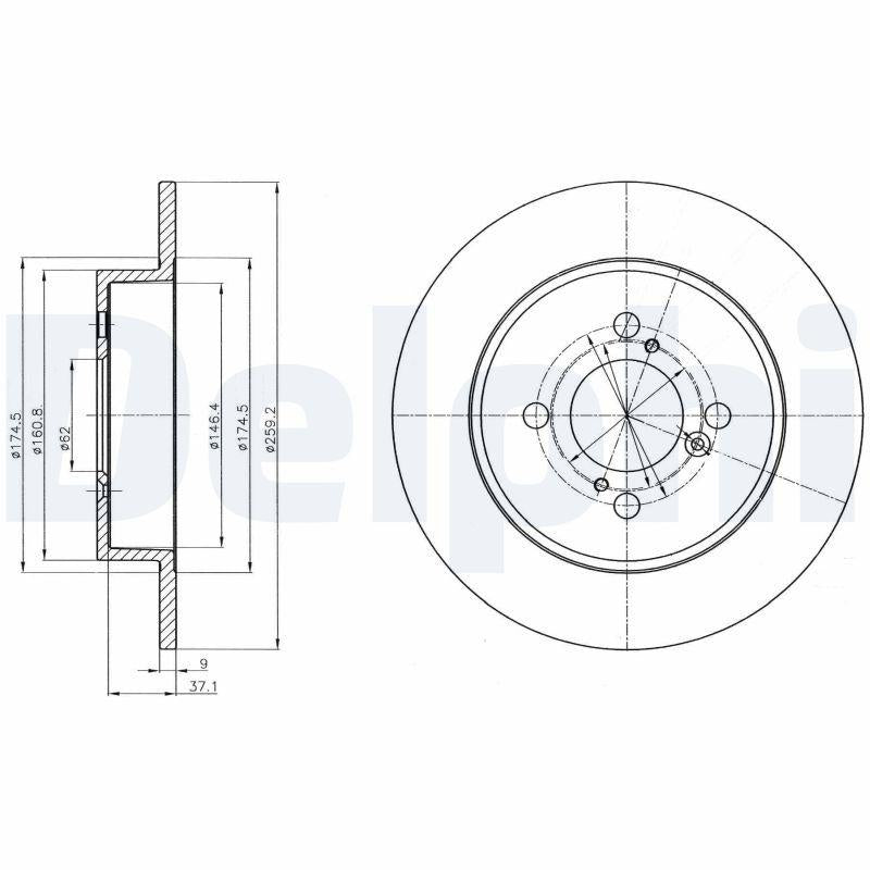 Delphi BG4345 Brake Disc (Twin Pack), Deliksiz