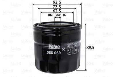 Valeo 586069 Oil Filter Nissan Navara 06-15 2.5 dCi Y25ddti / Skystar 03 / Pathfinder 06- 2.5 dCi / X-Trail 01 — Oil Filters
