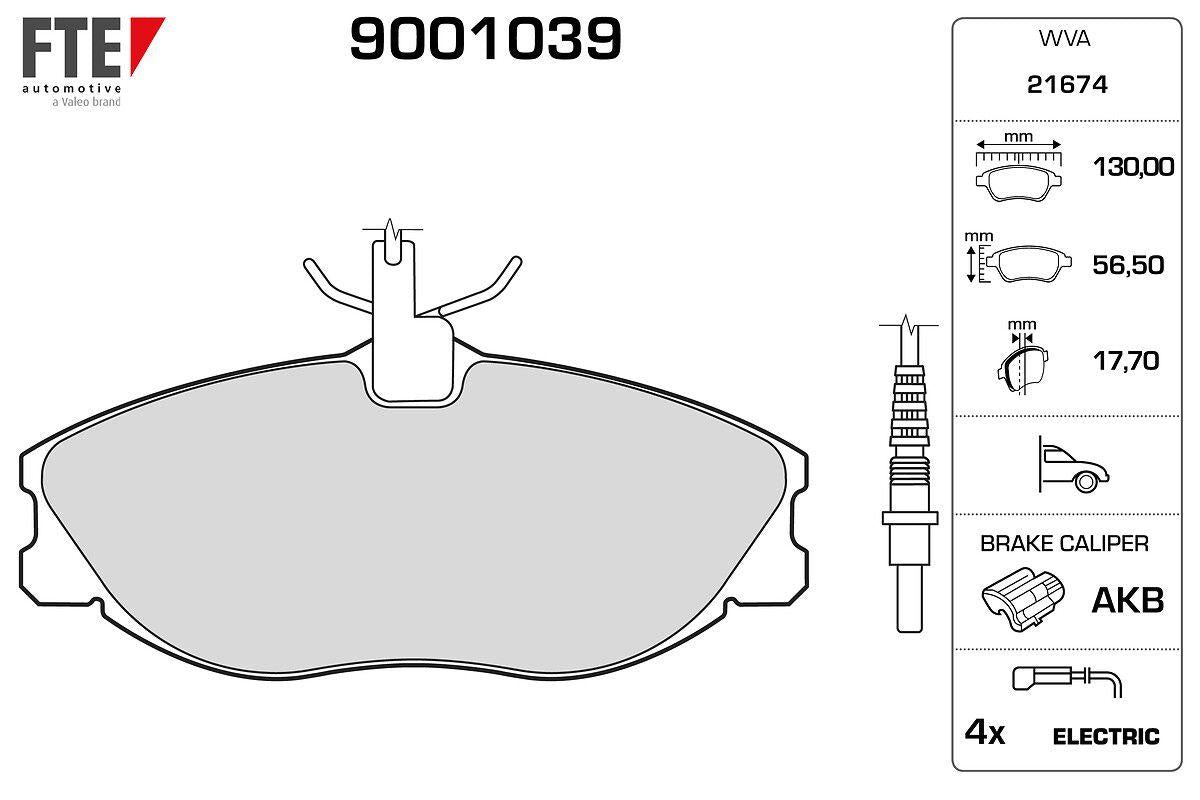 Fte 9001039 Front Brake Pad P406 Xantia Xu10j2te Es9j4 Ew12j4 (94 04) P306 GTI Xsara Vts Xu10j4rs — Brake Pads