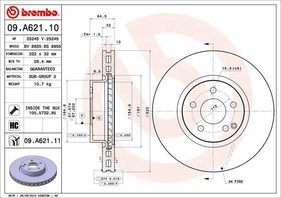 Brembo Brake Discs 09.A621.11 — Brake Rotors & Drums