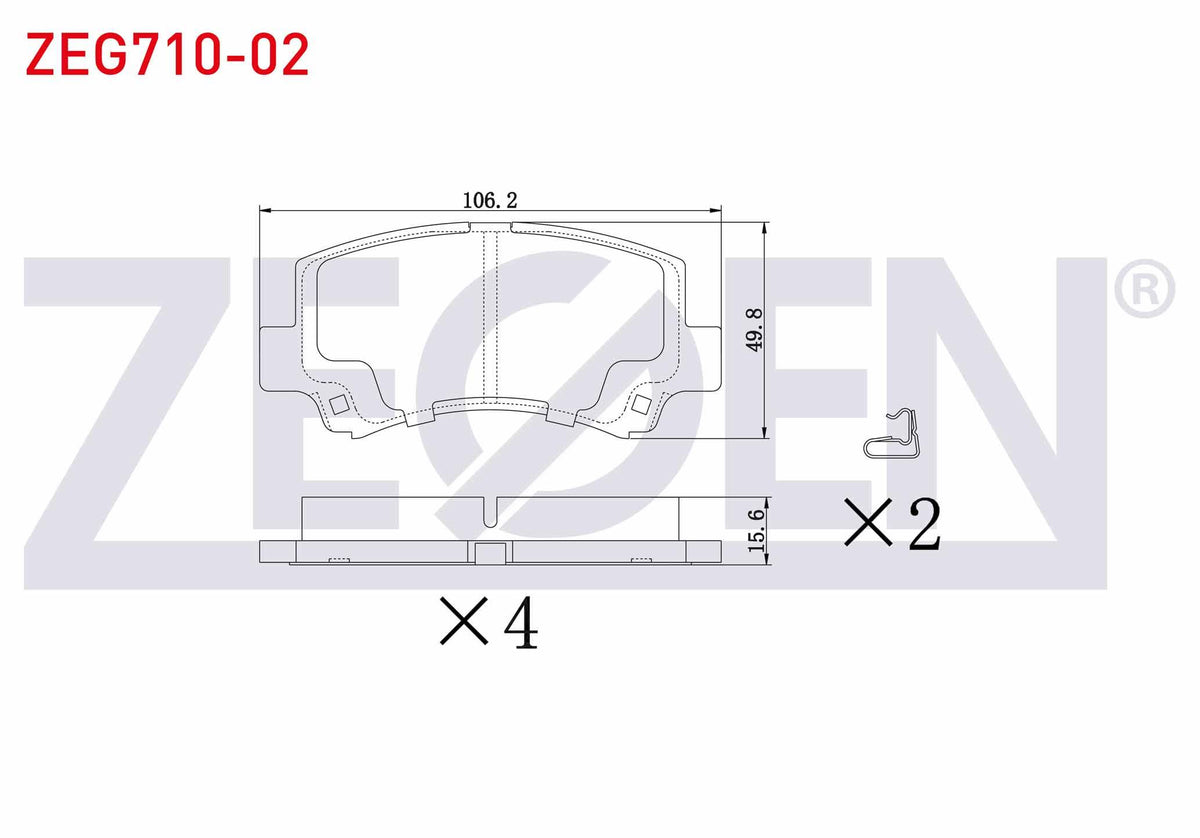 Zegen ZEG710-02 Brake Pad Front Dfm Panelvan 1.1 2009-/ Suzuki Wagon R (Em) 1.0i 16V 1998-2000 / Suzuki Wagon R — Brake Pads