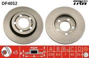 trw df4052 brake disc product image, trw df4052 technical specifications TRW DF4052 Brake Disc - Compatible with Bora 99-05, Golf IV 98-06, A3 97-03, Octavia 97-11 | 239mm TRW DF4052 Brake Disc for Bora, Golf IV & A3 trw, brake-disc, automotive-parts, bora, golf, a3, octavia, car-owners, mechanics, ai-generated