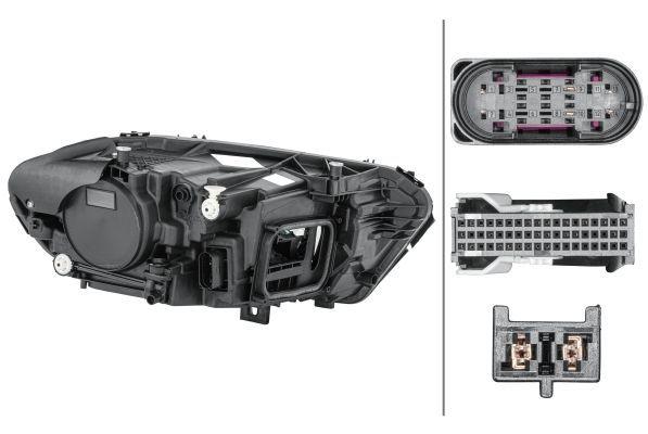 hella led headlight complete left side, front view of HELLA LED headlight, side view of HELLA headlight for Mercedes-Benz HELLA 1EX015091811 - LED Headlight Complete Left Side for Mercedes-Benz Owners HELLA LED Headlight Complete Left Side hella, led-headlight, car-lighting, headlight-replacement, mercedes-benz, automotive, car-owners, vehicle-accessories, night-driving, ai-generated