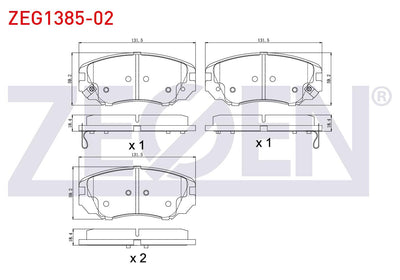 Zegen ZEG1385-02 Brake Pad Front with Wear Indicator Opel Insignia 1.6 16 Rim 2008-/ Insignia 1.6 T 2008-/ Insignia 2.0 CDTi 130 Hp 2008