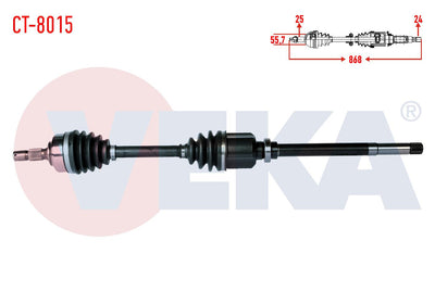 Veka CT-8015 Complete Axle Right Front Peugeot Partner (5,5F) 1.9 D Length 868mm 1996-2008 — Axles, CV Joints & Boots