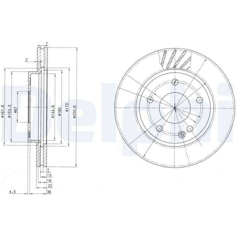 Delphi BG3395 Brake Disc (Twin Pack), Drilled — Brake Rotors & Drums