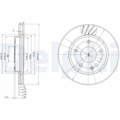 Delphi BG3395 Brake Disc (Twin Pack), Drilled — Brake Rotors & Drums
