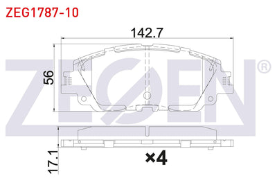 Zegen ZEG1787-10 Brake Pad Front Toyota Rav 4 V (_A5_, _H5_) 2.5 Hybrid 2018-/ Corolla Cross 1.8 Hybrid — Brake Pads